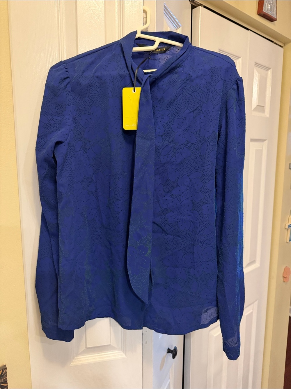 Women’s Royal Blue Tie-Neck Blouse Jacket